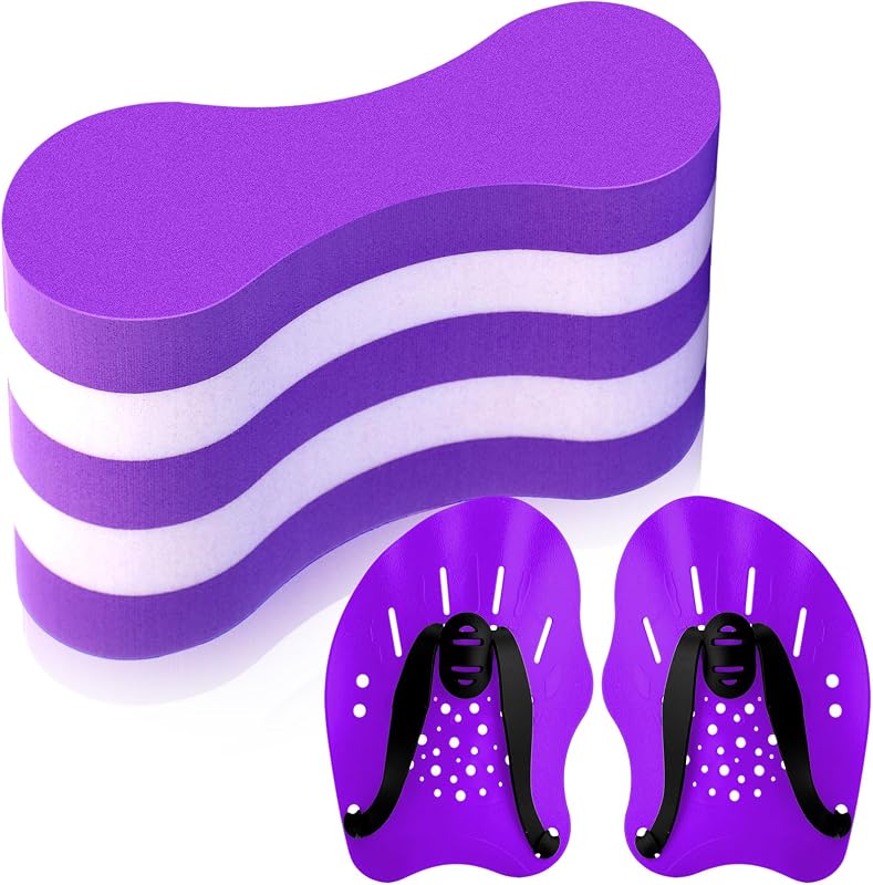 3 Pcs Swim Training Pull Buoy Hand Paddles Set Include 1 Buoy 2 Hand Paddles with Adjustable Straps Swim Training Equipment Kit for Adults
