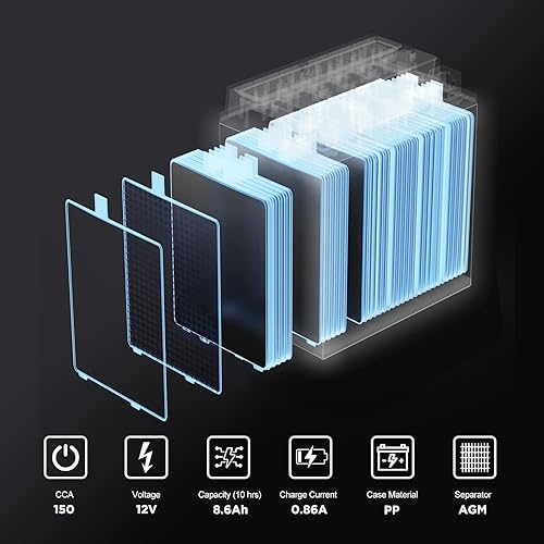 Miniatura 9 de UPLUS - Batería EBZ10-4-2 AGM sellada para deportes motorizados, no requiere mantenimiento, para cuatrimoto, scooter, motonieve, UTV y motocicleta