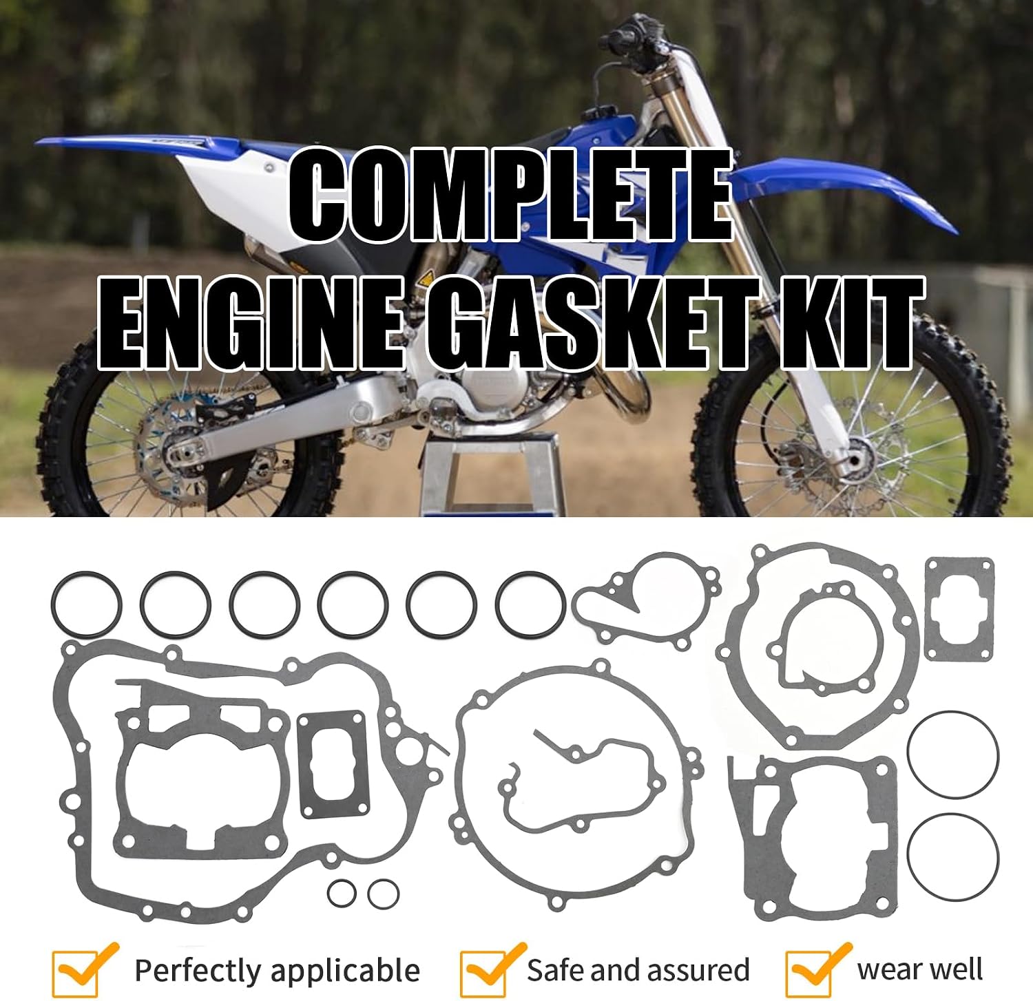 Complete Engine Gasket Kit, Replacement for Yamaha YZ125 1994 1995 1996 1997 1998 1999 2000 2001 2002