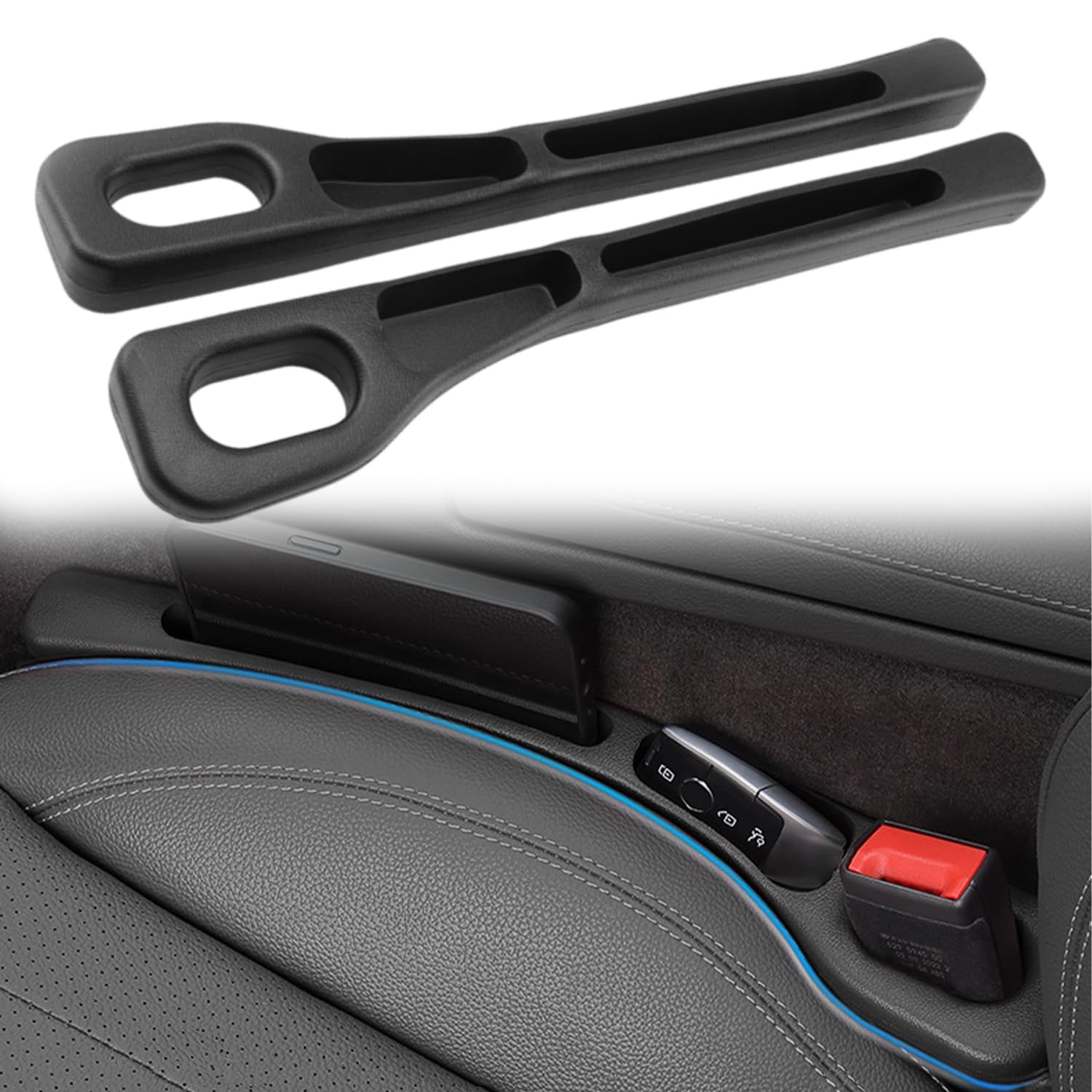 2 Pieces Car Filler with Phone Holder, Fill Gaps Between Seat and Console, Prevent Falls, Seat Gap Filler in Cars, SUVs and Trucks-image-21