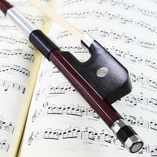 Miniatura 27 de Brazilwood Arco de contrabajo estilo francés 4/4 Tamaño bien hecho a mano Sonido profundo y potente Negro