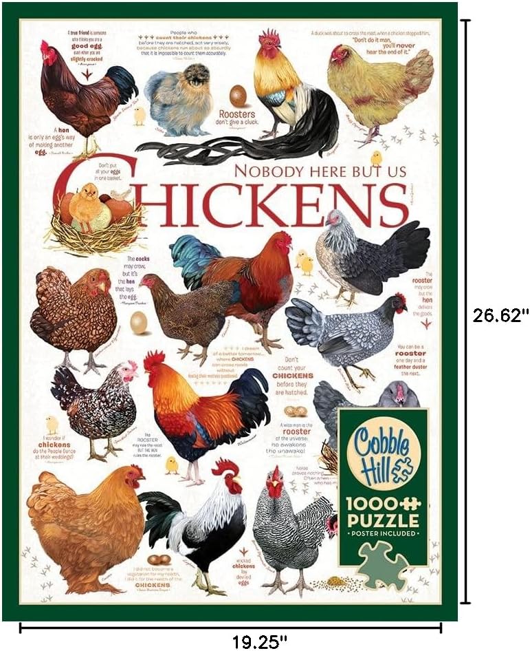 Cobble Hill 1000 Piece Puzzle - Chicken Quotes - Sample Poster Included