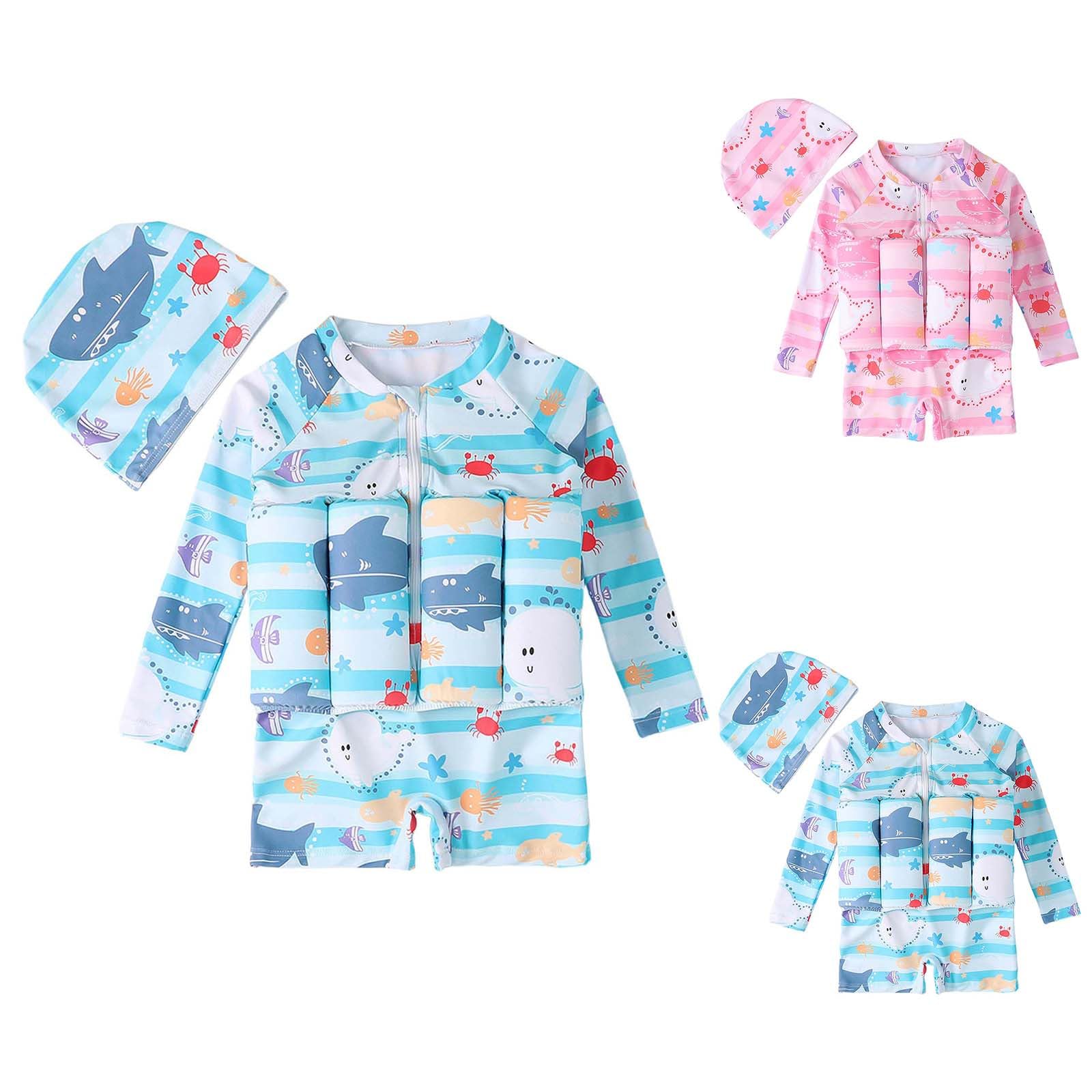 Bébé Fille et Garçon Combinaison Flottante Protection Solaire UV Maillot de Bain Float Une Pièce Costume avec Flotteurs Ajustables pour Natation Débutant Enfants