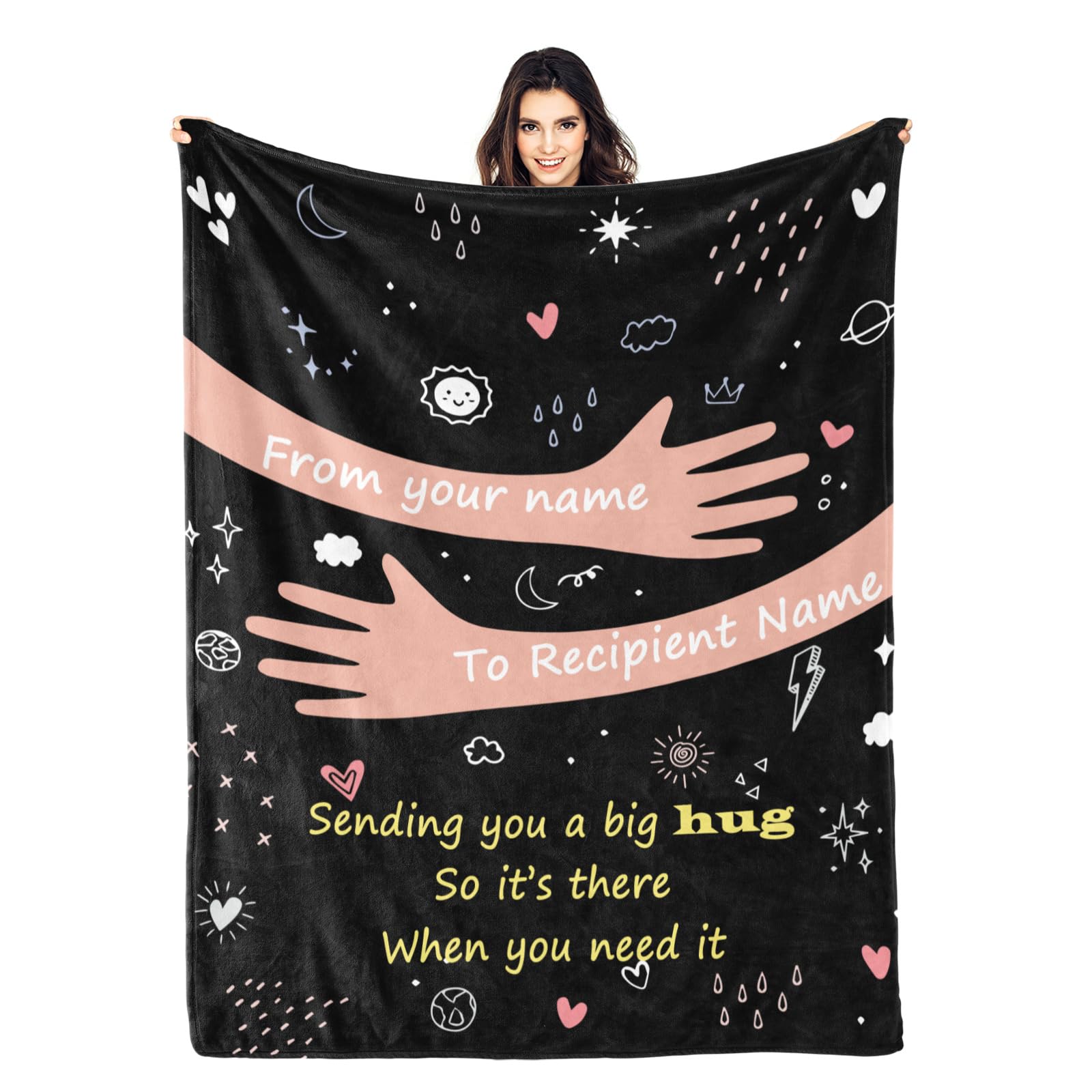 Kendt Get Well Soon Gifts for Women,Men,Thinking of You Gifts,Healing Blanket,Warm Birthday Gifts for Wife, Sister,Mum,Friends,Soft Fluffy Fleece Hug Blanket(Black Blanket) — image 1