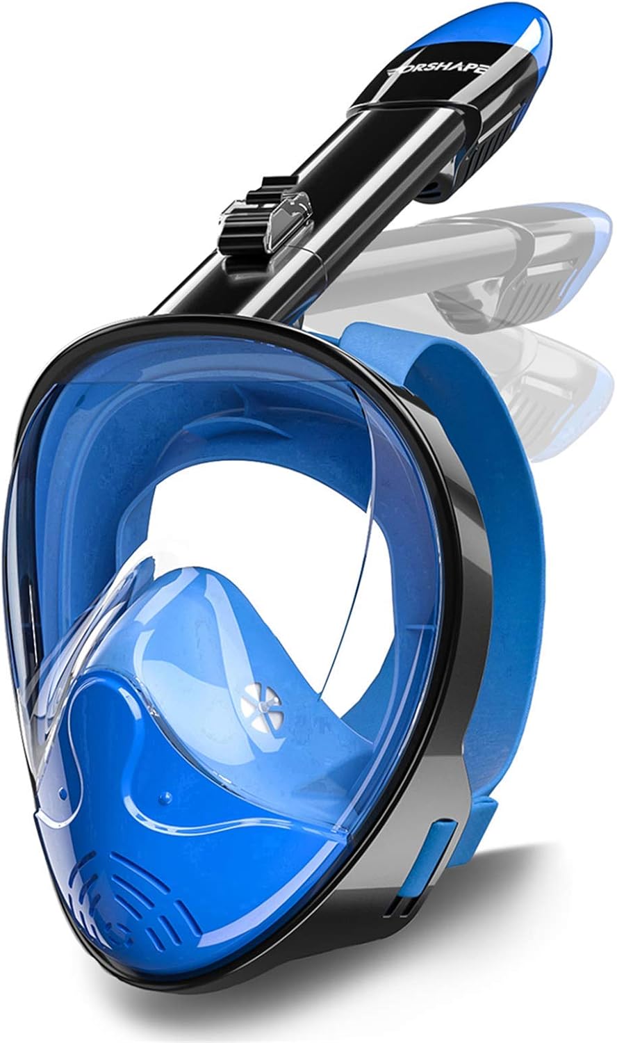 Vorshape Kids Full Face Snorkel Mask with Upgraded Safety Breathing System - 180° Panoramic Seaview Scuba Mask & Snorkel Set, Anti-Fog & Anti-Leak Swimming Mask with Camera Mount