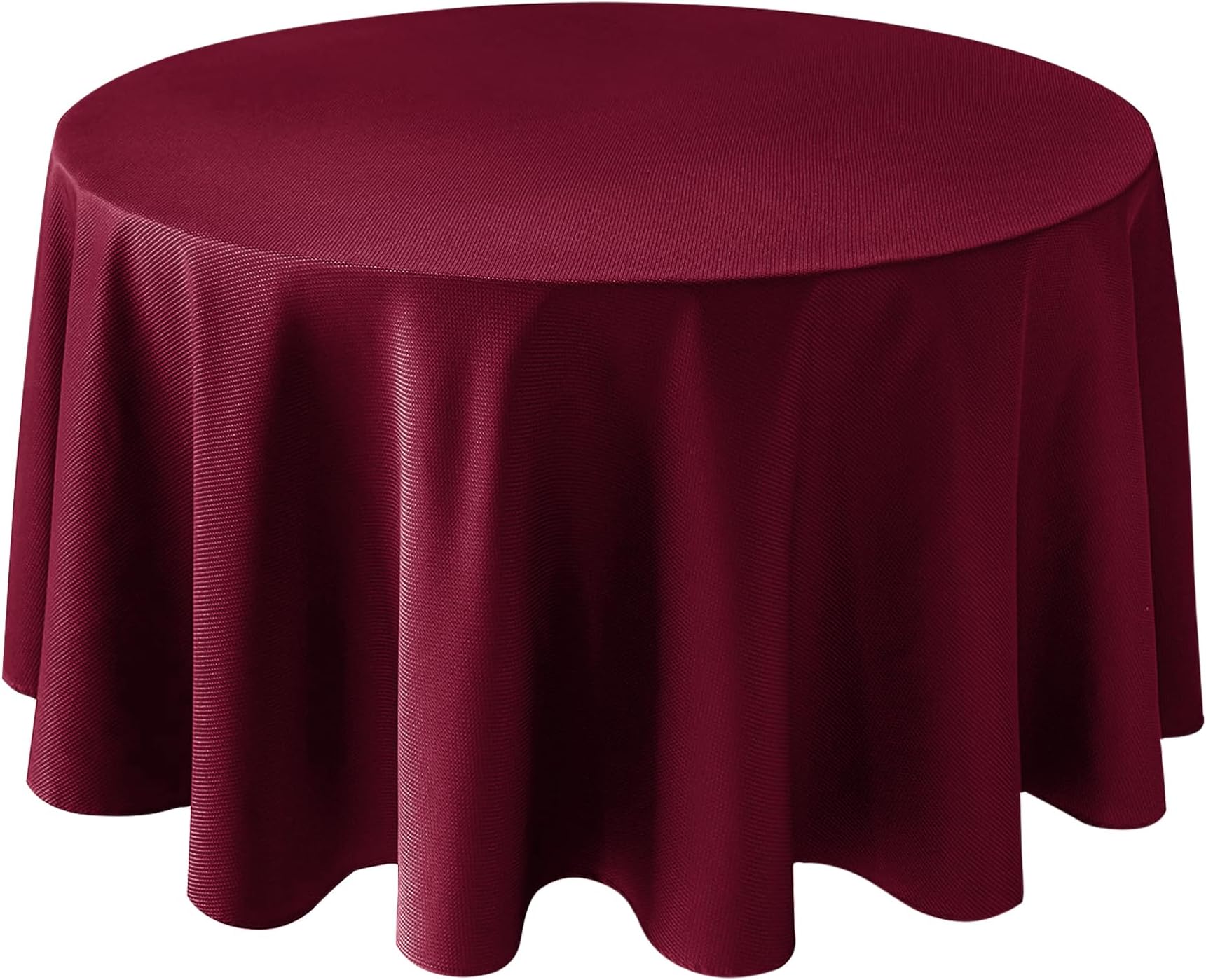 Biscaynebay Textured Fabric Christmas Round Table Cloth 120", Burgundy Water Resistant Folding Table Covers for Dining, Kitchen, Wedding, Parties etc. Machine Washable