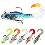 TRUSCEND Pre-Rigged Fishing Jigs, 1:50 Super Durable Soft Swimbait, Well-Made Lifelike Fishing Lures, Weedless Lure for Bass Trout Walleye, Saltwater Fishing Gear