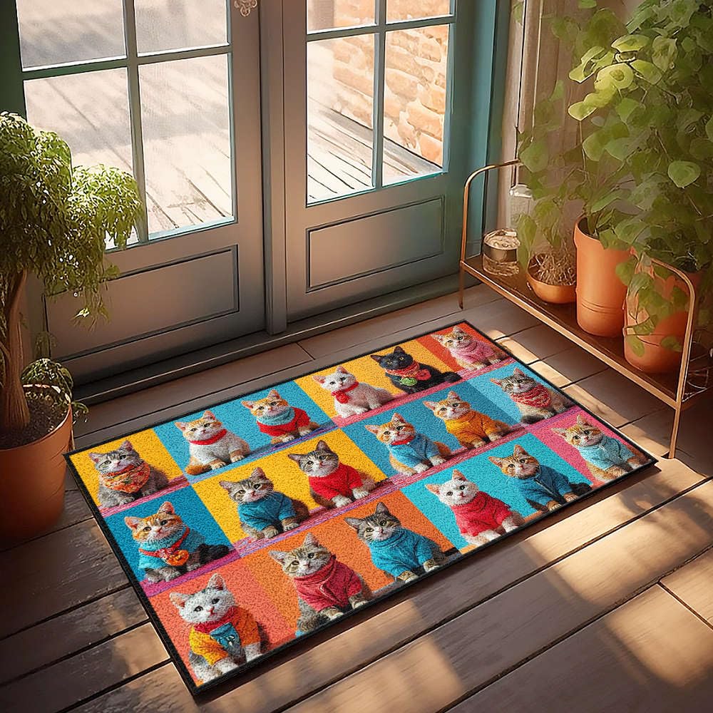 Paillasson d'extérieur grands chats 65x90 cm grand tapis d'entrée intérieur lavable