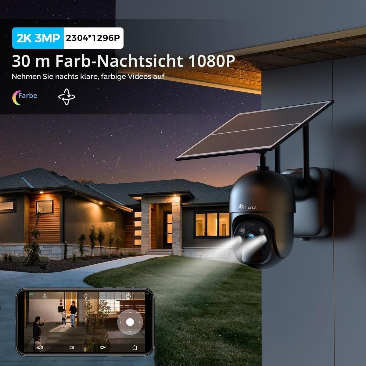 Ctronics 10400 mAh Akku & 6W Solarpanel, 4G Überwachungskamera Aussen Solar