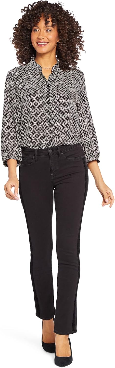 NYDJ Sheri Slim サイドシームフロッキングブラックリンス, Black Rinse, 6