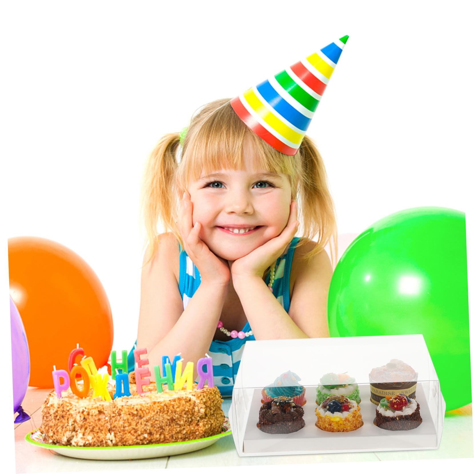 SOLUSTRE 6pcs Transparent Cake Boxes Oil Dessert Packaging Containers for Muffins Cookies and Treats for Parties Events and Safe Transport