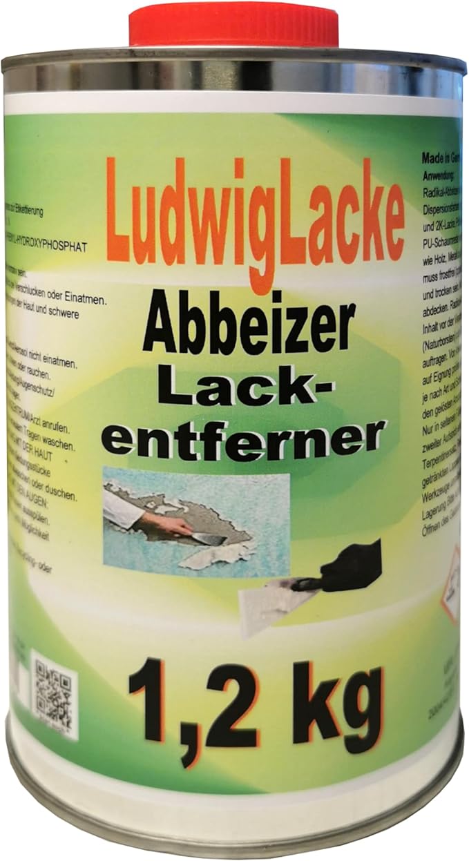 LudwigLacke Der Originale Abbeizer Lackentferner 1,2 kg, für Holz und Metall – Kraftvoller Farbentferner für professionelle Ergebnisse für Metal und Holz