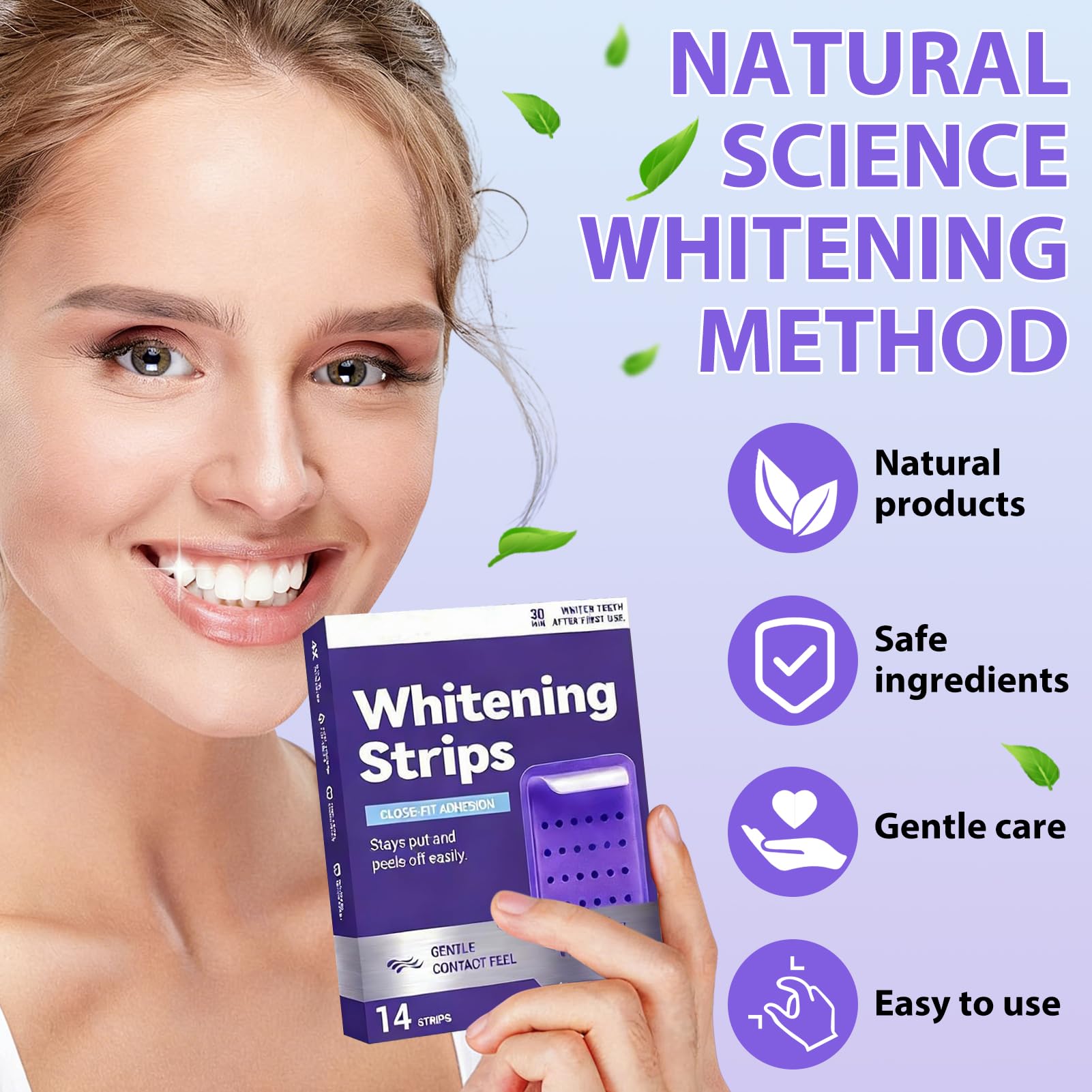 Bandes de Blanchiment des Dents Violettes, Bandes Blanchissantes Dents Violettes, Teeth Whitening Strips, Blanchissantes Doux Des Dents, RéDuire Les Taches Profondes Café/Vin/Soda - 3