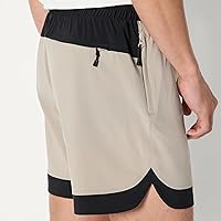 Vista 4 de Yaxa Essentials Men's Athletic Performance Stretch Contrast Woven Gym Training Short with 6" Inseam