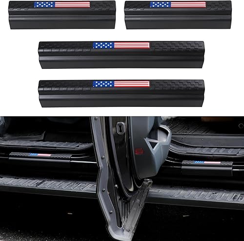 Protector de umbral de puerta compatible con Ford F150 2021 2022 2023 2024 2025, accesorios interiores para umbral de puerta, placa de rozaduras,