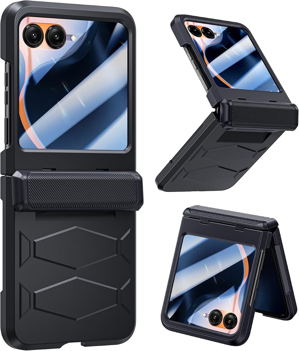 Funda Armor para Motorola Razr 2026: Funda protectora de cuerpo completo de grado militar [antideslizante] Funda resistente con protector de pantalla Carga inalámbrica para Moto razr 2026/2025/2024 Negro
