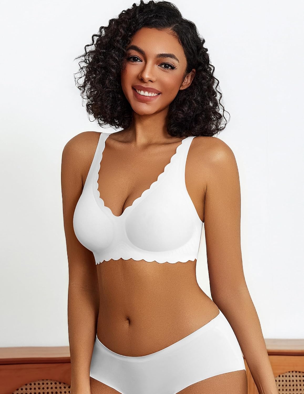 Avidlove Wireless Bra Womens Plunge V Neck Seamless Full Coverage Pushup Bralettes Everyday Bras - Image 6