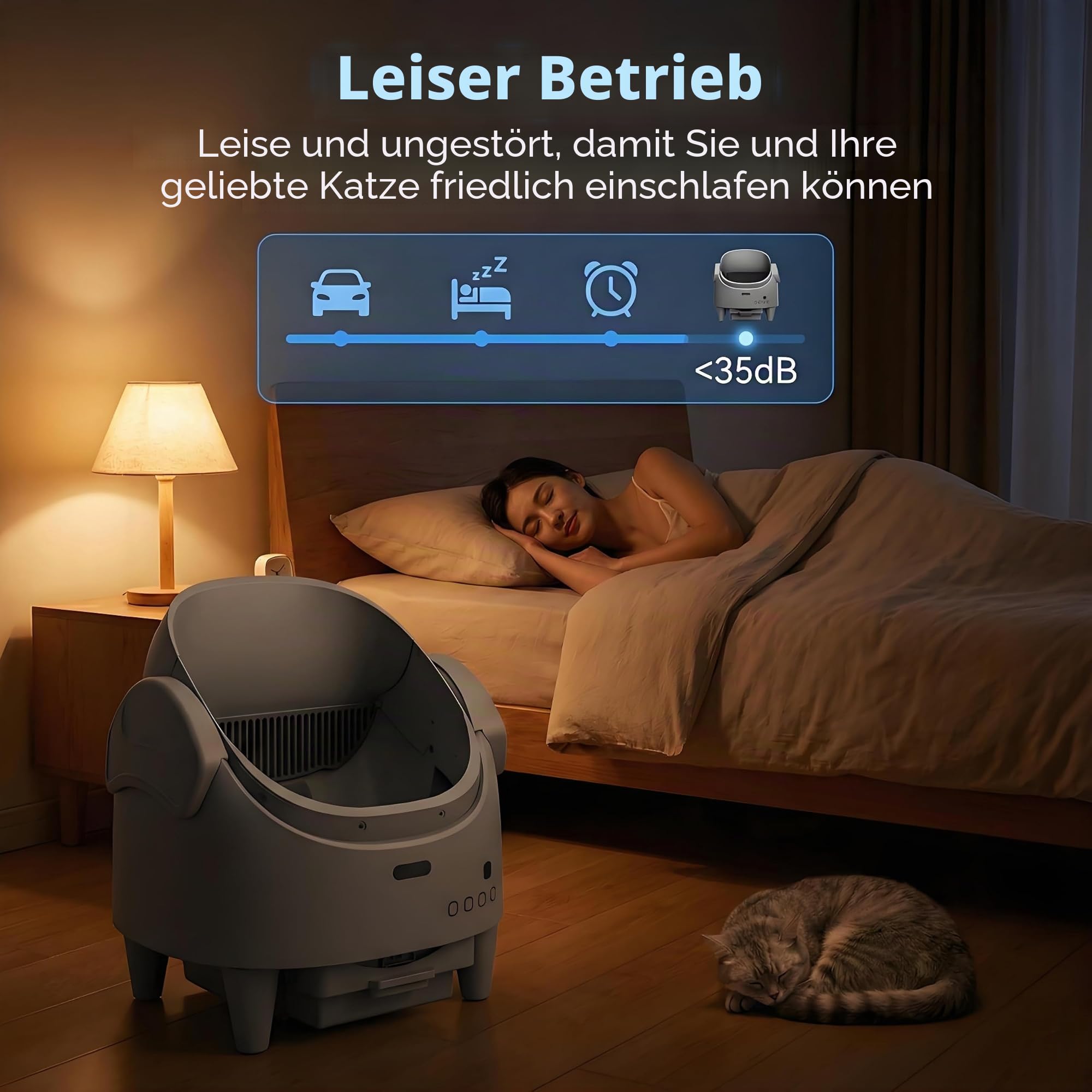 Katzenklo Selbstreinigend Xxl Offenes Design, App-Steuerung 15-Fach Sicherheit, Höhenverstellbarer Einstieg, Extra Großer Geruchsversiegelter Abfallbehälter, Ideal Für Mehrere Katzen