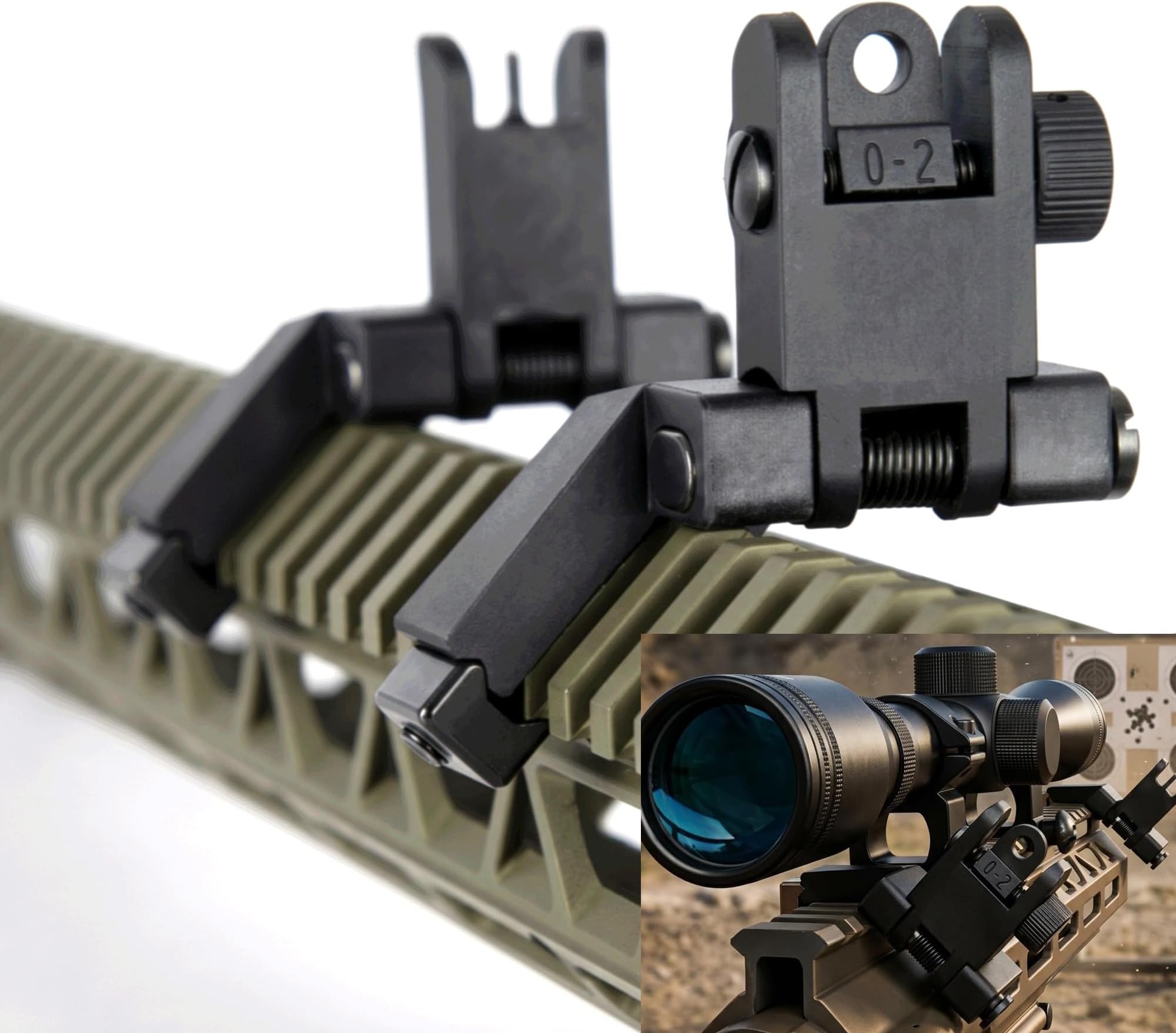 Ultralight Flip Up Sight 45 Degree Offset Rapid Transition Front and Backup Rear Sight