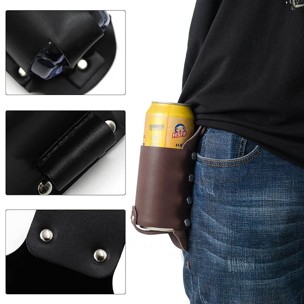 2 Piezas Funda Cuero de Botellas Cinturón Portátil de Cerveza Portabotellas de Piel para Cerveza para Hombres Día del Padre Navidad Bebedores de Cerveza