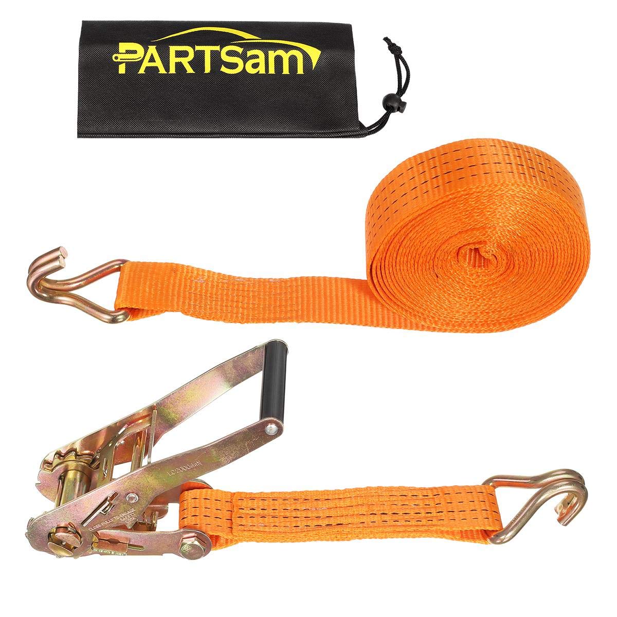 Partsam 1x Ratchet straps - 1.7in 32FT Tie down straps, 2000kg Working Load - 4000kg Break Strength, with Double J Hook, Cargo Lashing Strap for Moving Appliances, Lawn Equipment and Motorcycles
