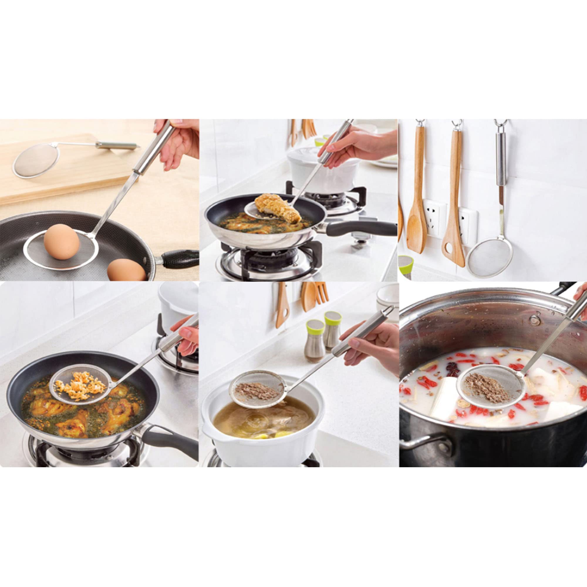2 Unidades Cuchara de Filtro, Acero Inoxidable Espumadera, Colador Alimentos para Cocina, Colador Malla Fina Cocina para Separar Manchas De Aceite, Grasa, Espuma, Aceite De Filtro