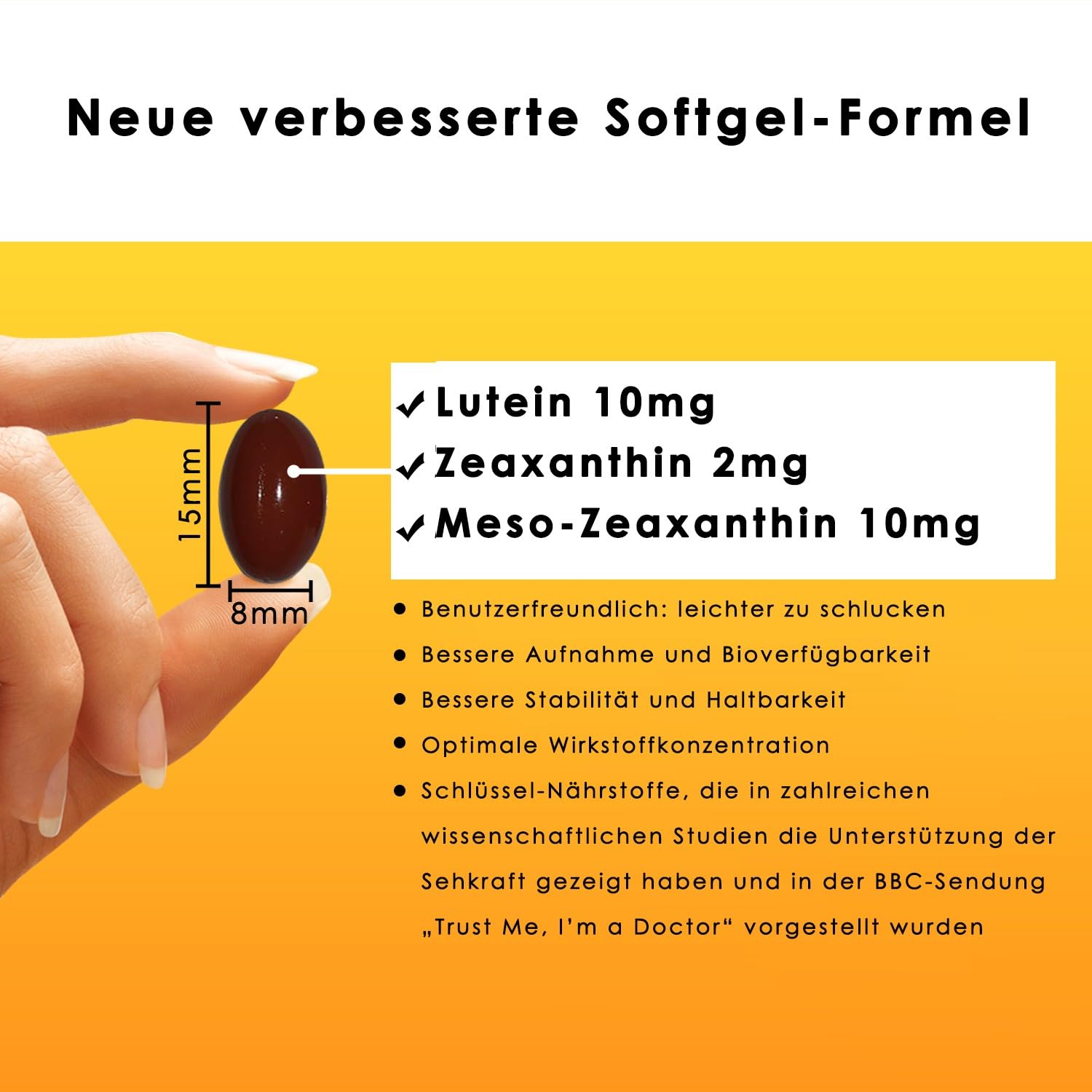 Vision Defender MAC Augenvitamine – Dreifach-Carotinoide: Lutein 10mg, Zeaxanthin 2mg & Meso-Zeaxanthin 10mg – Unterstützung für Sehkraft & Augengesundheit – 90 Kapseln – Hergestellt in Großbritannien