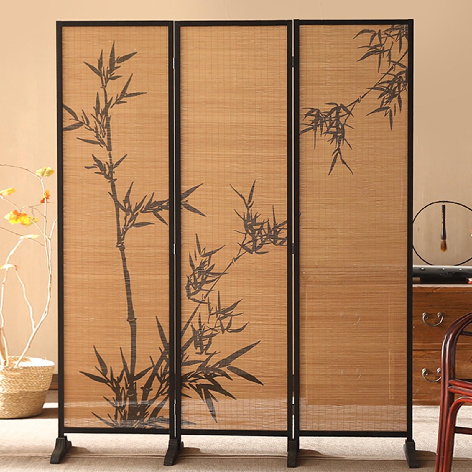 Decomonkey Paravento Divisorio Per Interni Marmo 225x172 Cm - 5 Ante In Legno E Tela, Separé Pieghevole Per Soggiorno E Camera Da Letto