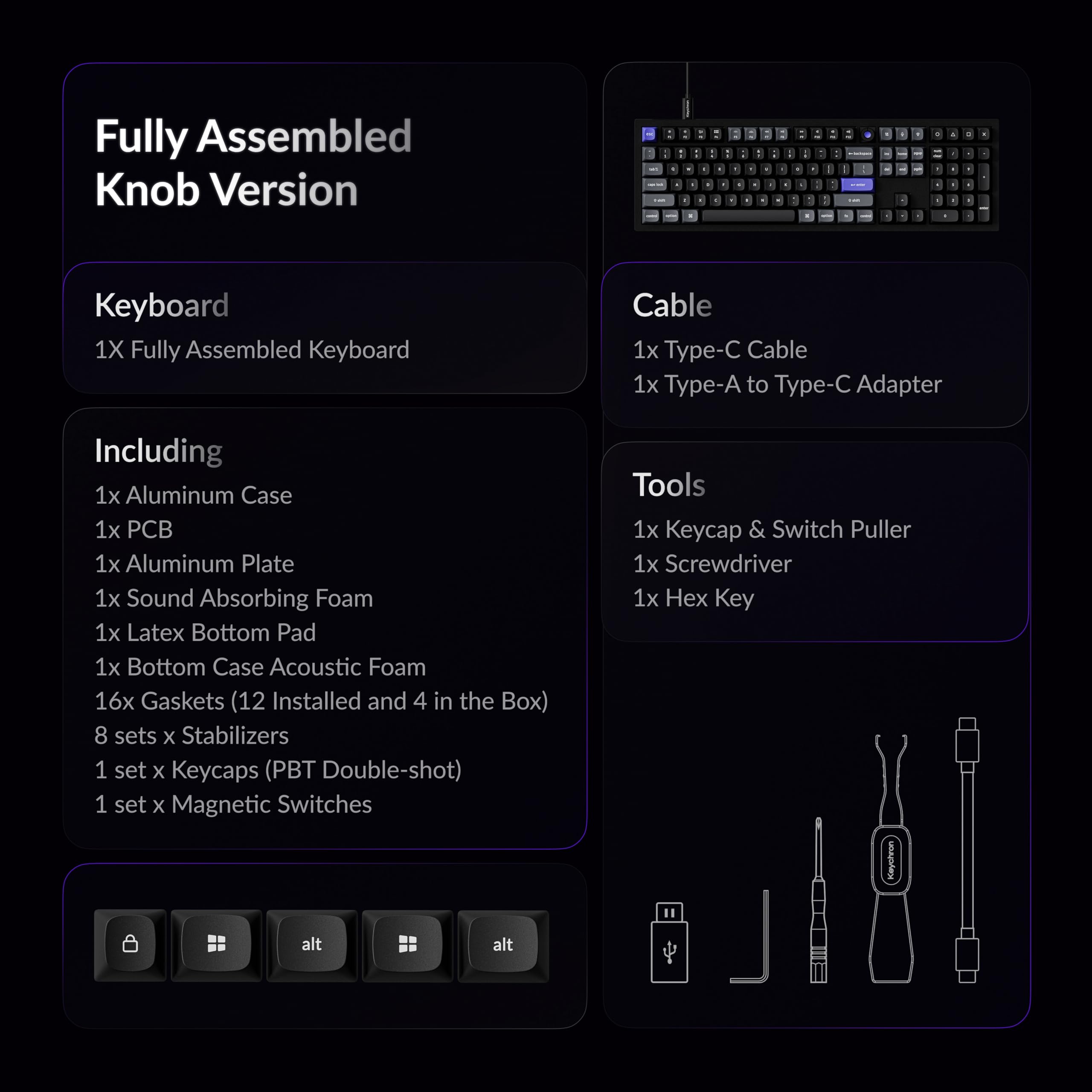 Keychron Q6 HE - Tastiera cablata ad effetto hall, tastiera con interruttore magnetico a scatto rapido, hot swap, frequenza di polling 8000 Hz, layout full-size in alluminio, RGB personalizzato per