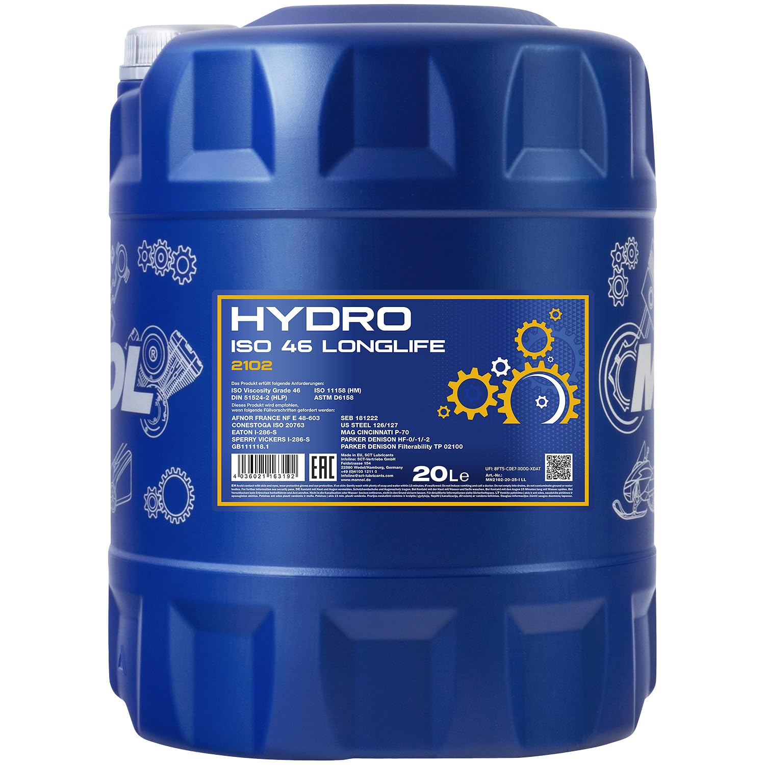 60L MANNOL HYDRO ISO 46 Hydraulik Öl Flüssigkeit MN2102-20 inkl. Auslaufhahn - 2