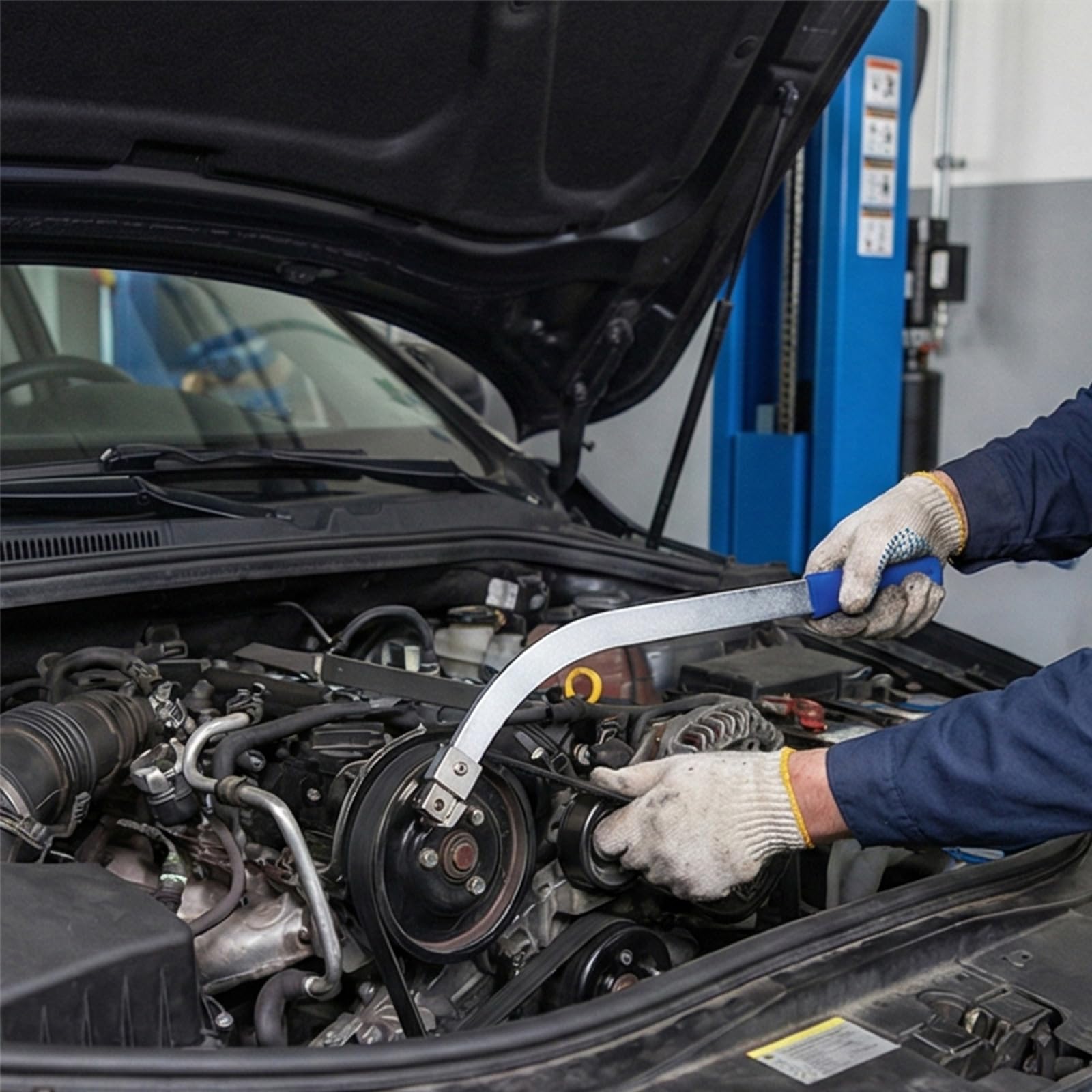 Dispositivo per cintura motore per veicoli con acciaio temprato per riparazioni ampia compatibilità Set strumenti per riparazioni automobilistiche
