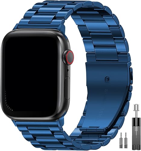 Miniatura 13 de EPULY Banda de Metal Compatible con Correas de Apple Watch para Hombres 49mm 46mm 45mm 44mm 42mm 41mm 40mm 38mm, Correa de Acero Inoxidable de Negro