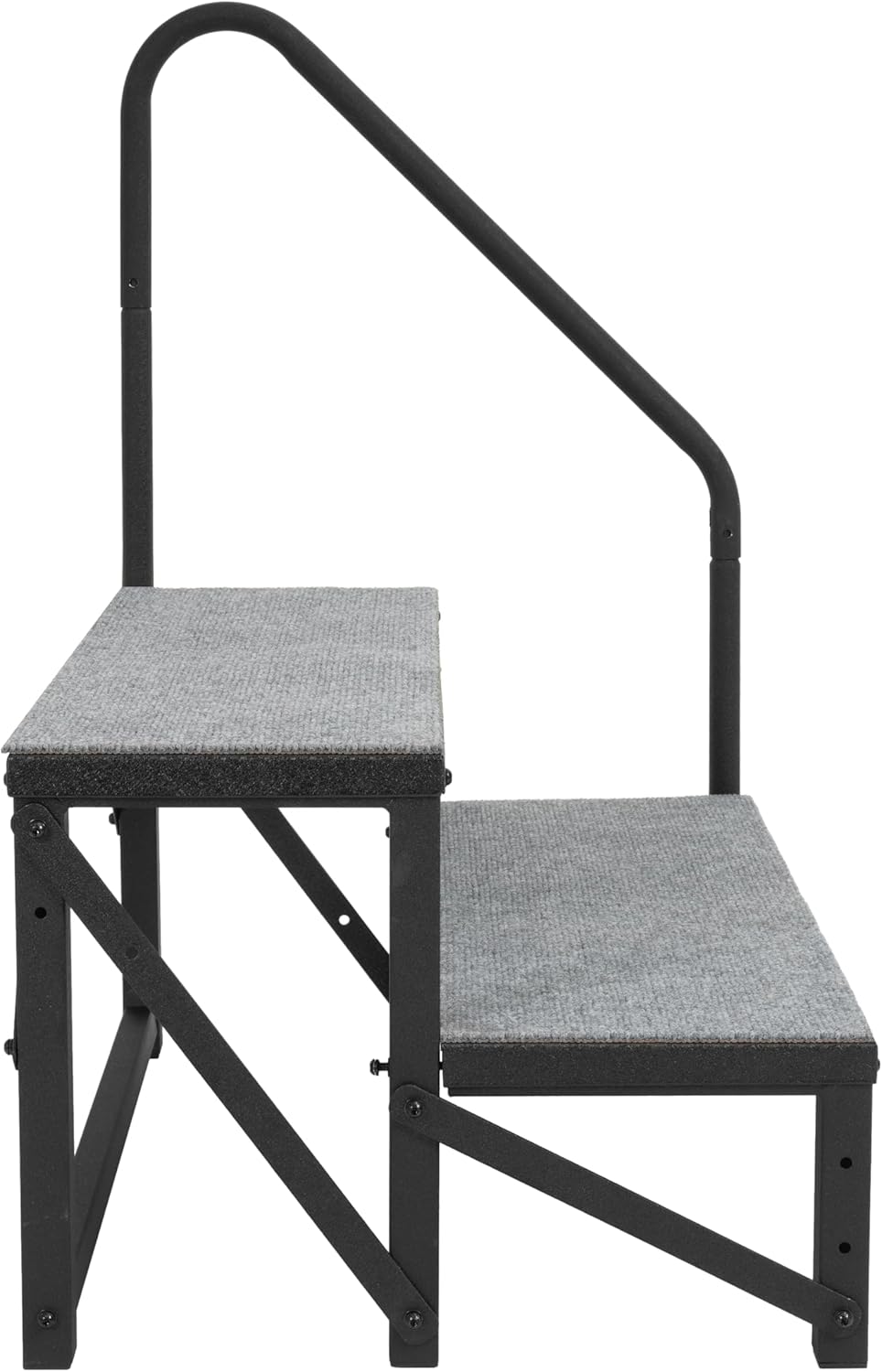 RV Stairs 2 Steps with Handrail Hot Tub Outdoor Stairs with Mats, Portable RV Steps for Camper Travel Trailers, Steel Travel Trailers Ladder Powder Coated+Textured