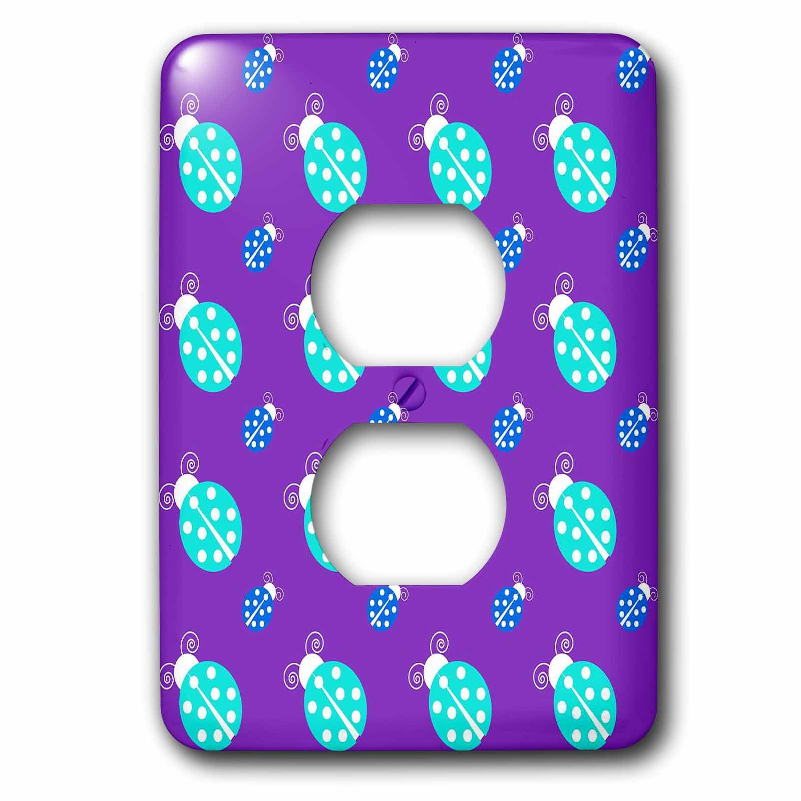 Placa para enchufe de mariquitas azul claro y oscuro 3dRose lsp_124563_6