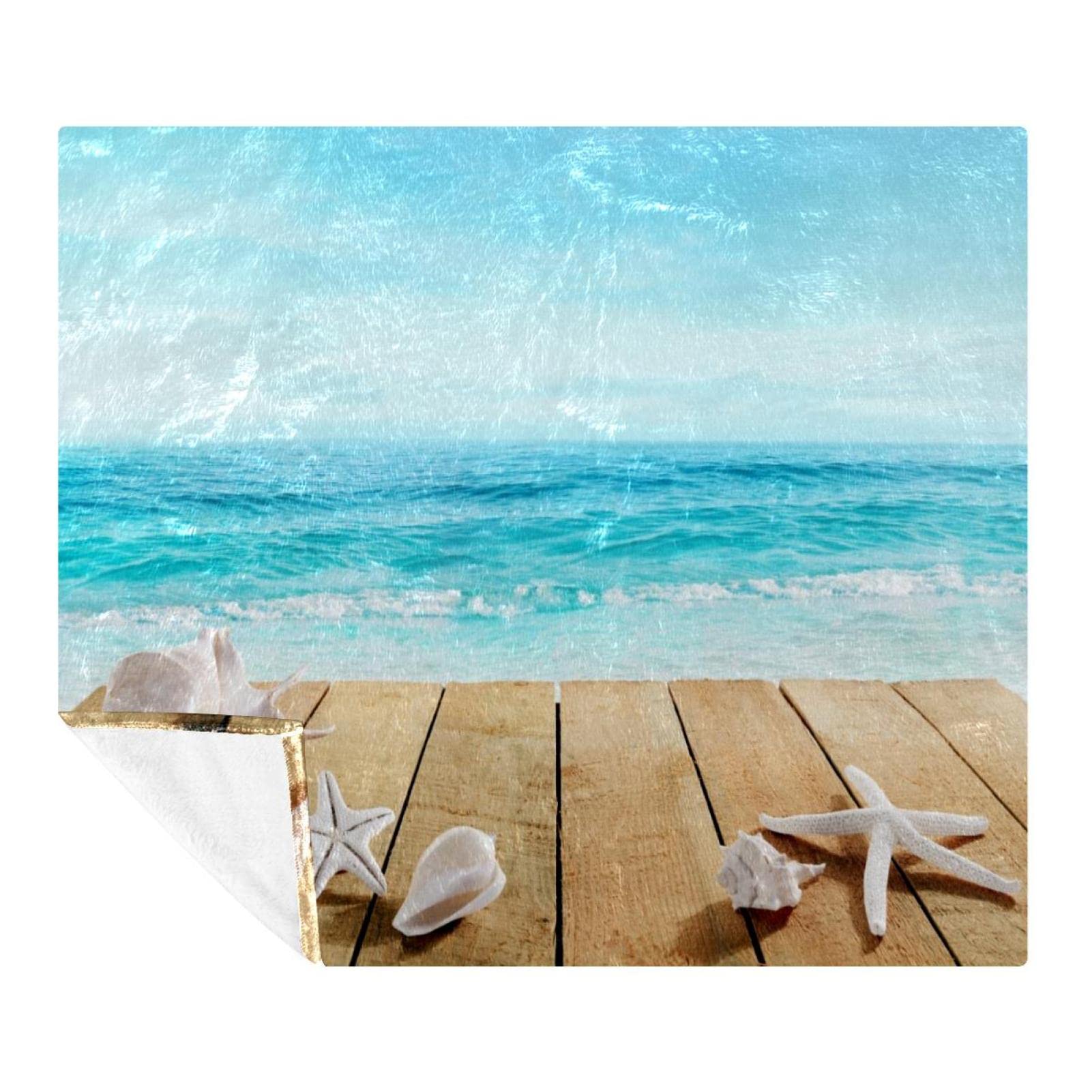 Couverture douce pour enfants et adultes Seaside Boardwalk en polaire