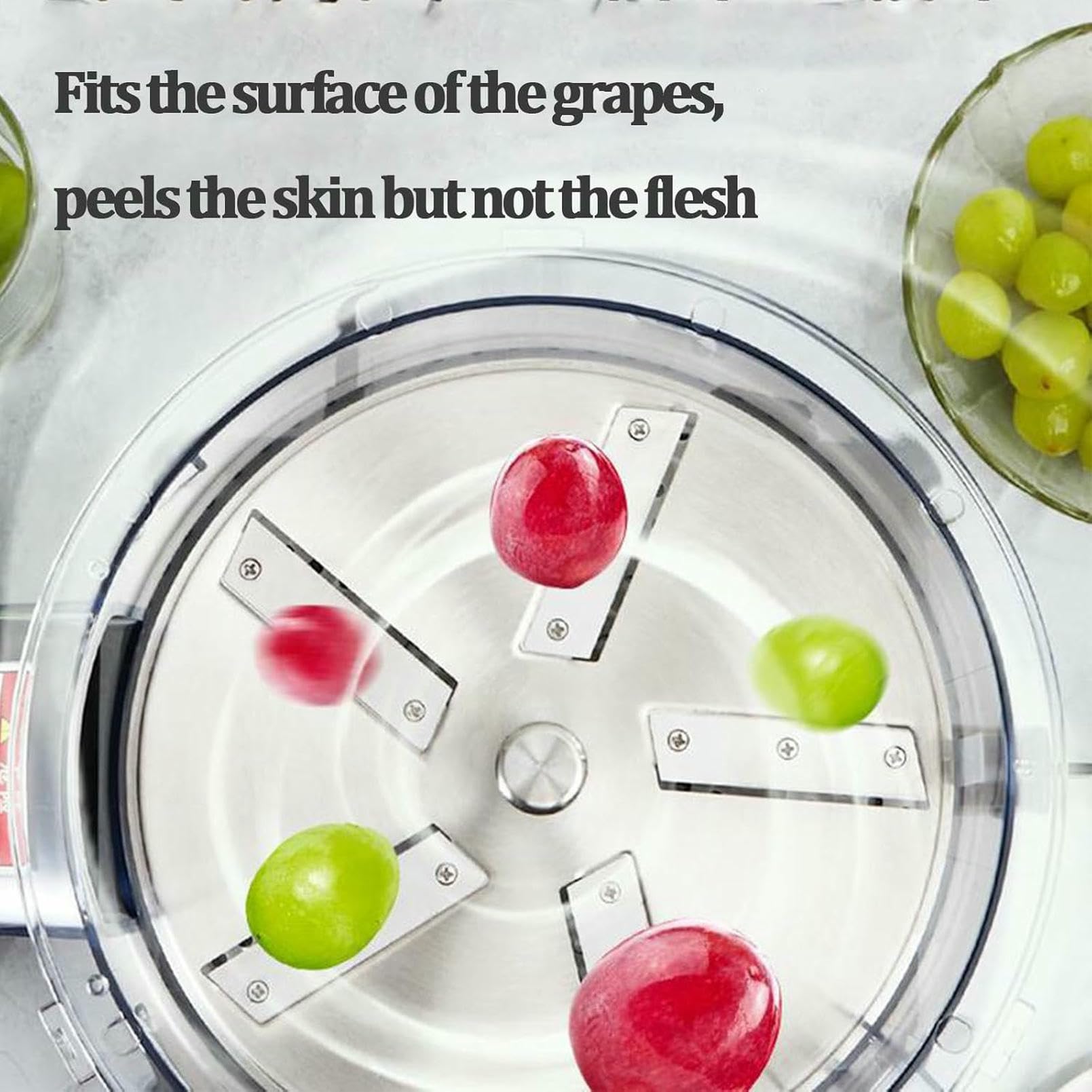 Pelador De Uvas Eléctrico, Pelador De Uvas Automático con Ajustes Ajustables Y Pantalla LCD, Gran Capacidad 500 G, para Cocina Casera para Uvas, Tomates, Arándanos Blanco
