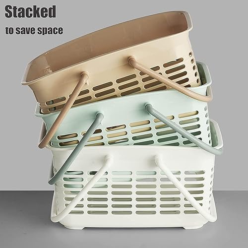 Miniatura 8 de ALINK - Cesta de ducha de plástico con asa, organizador de almacenamiento portátil para dormitorio universitario, baño, cocina - Rosa