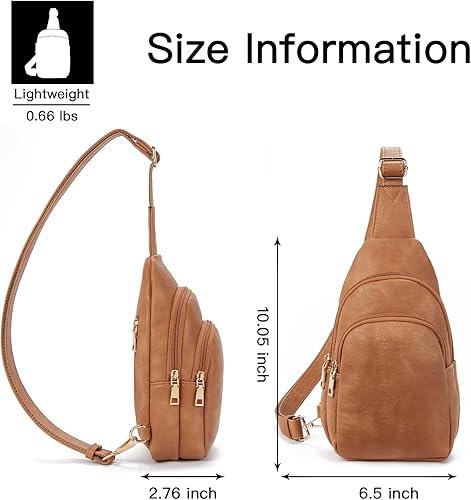 Miniatura 6 de Telena Riñonera pequeña de cuero para mujer riñonera cruzada para mujer 3-camel Brown Riñoneras de moda