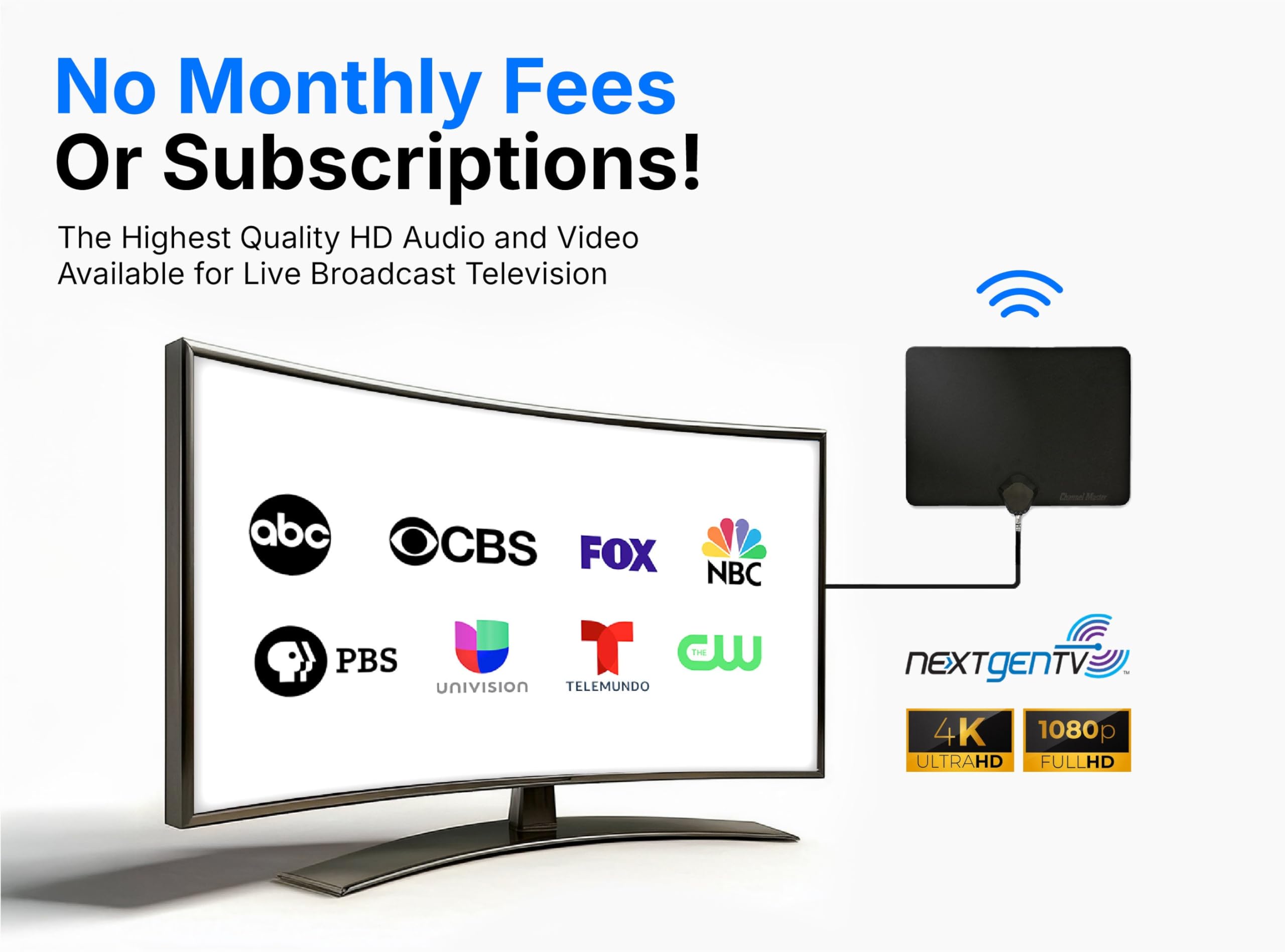Channel Master FLATenna con Booster - Antenna TV per interni per Smart TV e canali locali, amplificatore di segnale regolabile con filtri LTE/FM, supporta TV 1080p, 4K e NextGen (ATSC 3.0)