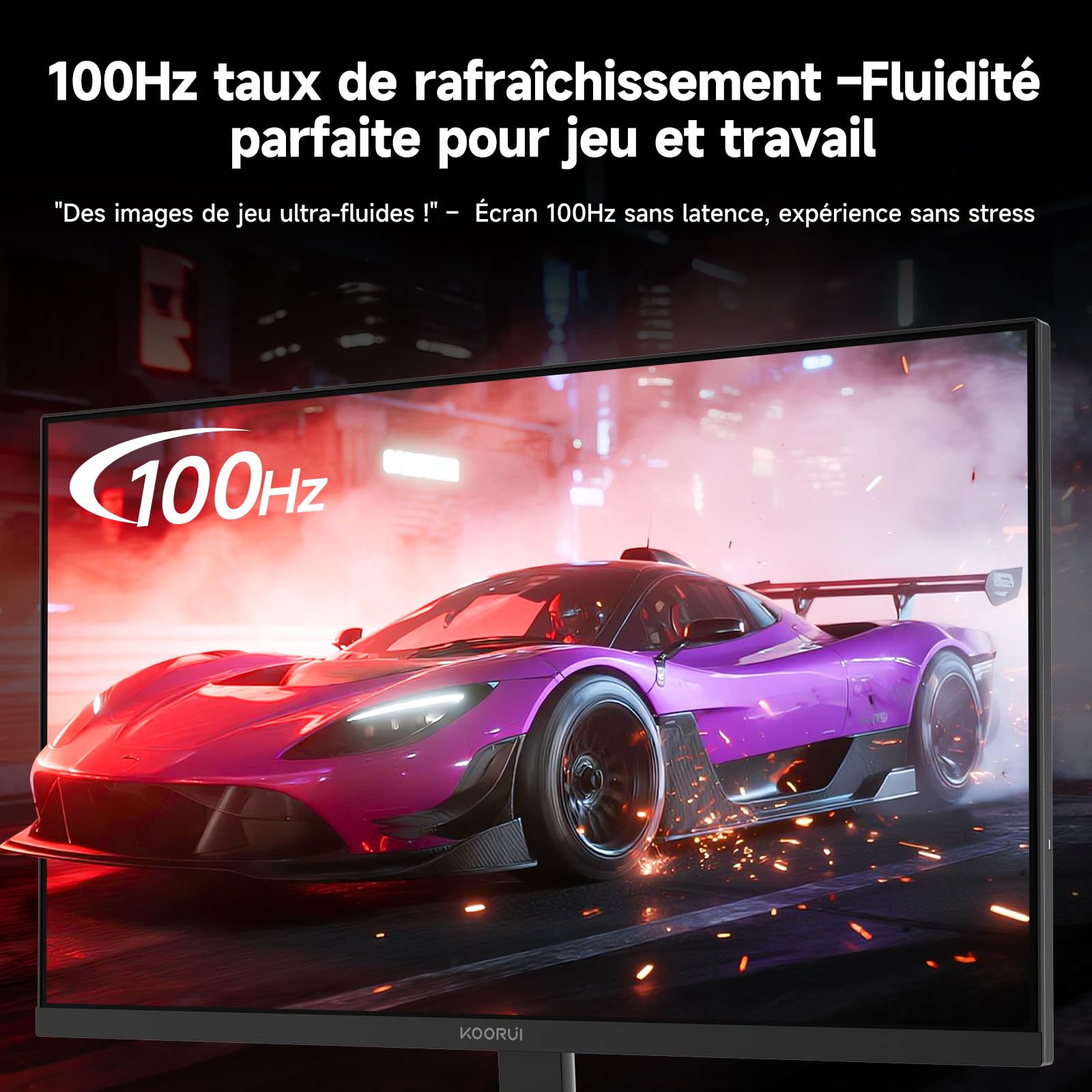 KOORUI E2711F Écran PC 27 Pouces Full HD 1920×1080 100 Hz, IPS, 99% sRGB | Adaptive Sync, Filtre de lumière Bleue, HDMI & VGA, VESA 100×100