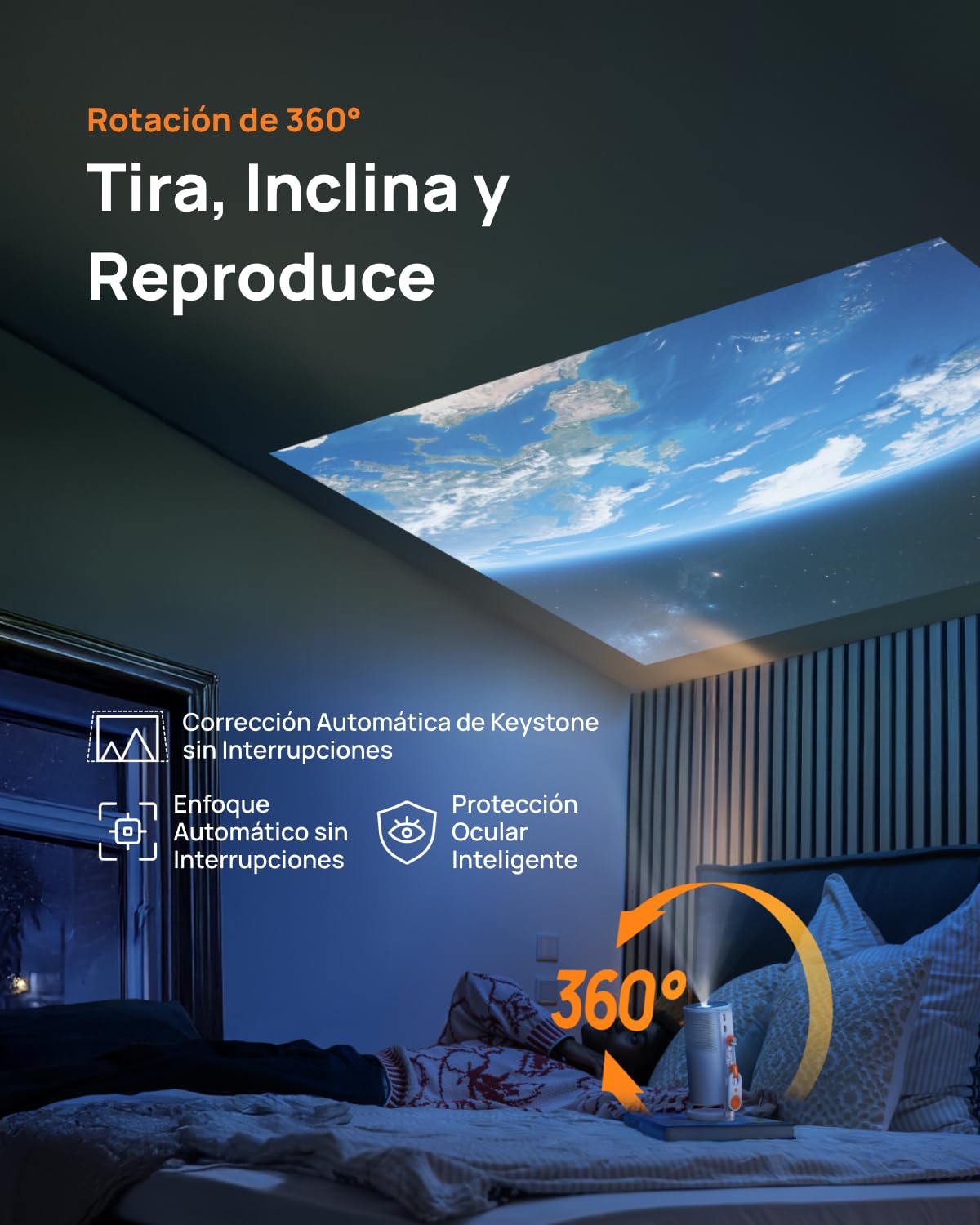 XGIMI MoGo 4 Laser Proyector Portátil, 550 Lúmenes ISO, Batería Integrada 2,5 h, Soporte 360°, 4 Filtros, Google TV con Netflix, 2 Altavoces Harman Kardon 6W