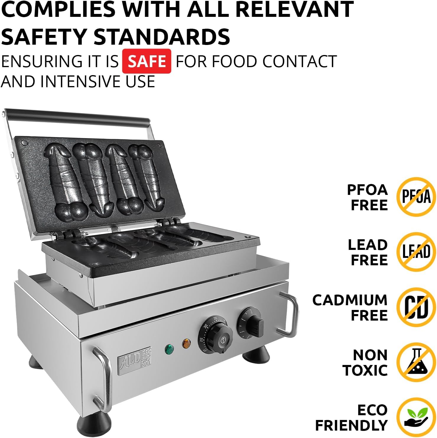 ALDKitchen Organ Shaped Waffle Maker | 4 Pcs | Waffle Iron with Nonstick Coating | 110V