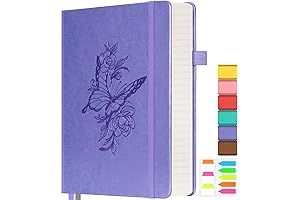 Purple Butterfly Floral Lined Notebook for Women to Write In