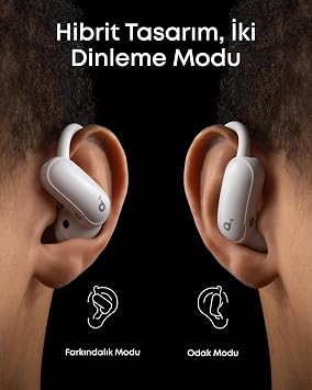 Soundcore AeroFit 2 Pro, Yarı Kulak İçi Aktif Gürültü Engelleme, Ayarlanabilir Kulak Kancaları, LDAC ve Yapay Zeka Destekli, Beyaz - A3875