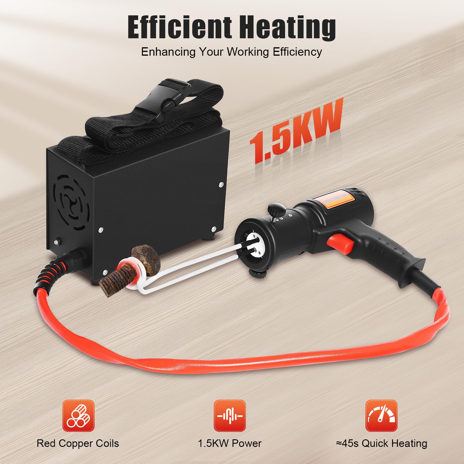 Chauffage magnétique à induction 1500 W avec 4 bobines et refroidissement par ventilateur, 750 °C pour vis rouillées, écrous – Chauffage portable pour réparation de voiture et travaux mécaniques (220