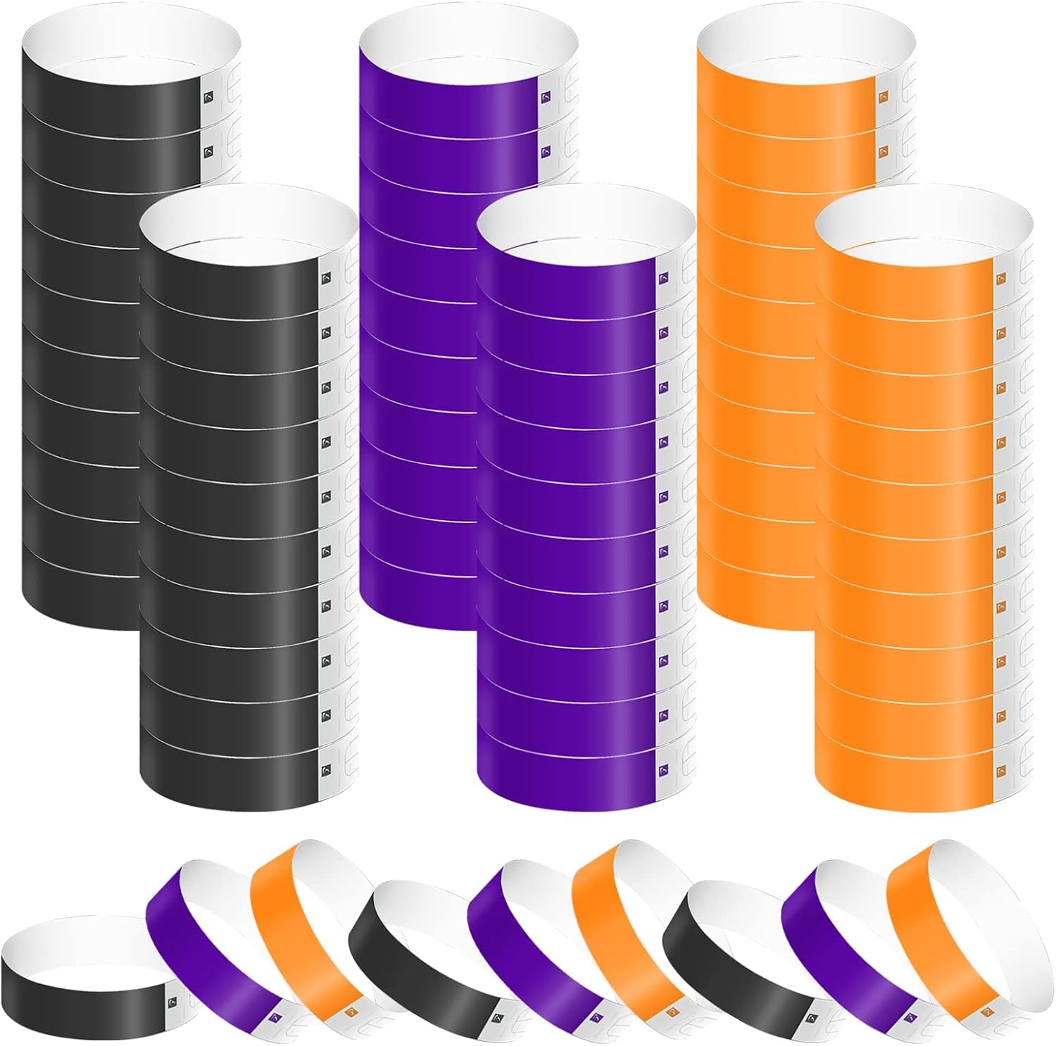 600pcs Neon Wristbands, Waterproof Paper Bracelets Event Wristbands Multicolor Wrist Party Bands Armbands for Events Party Festivals Concerts and Fairs (Black, Purple, Orange)