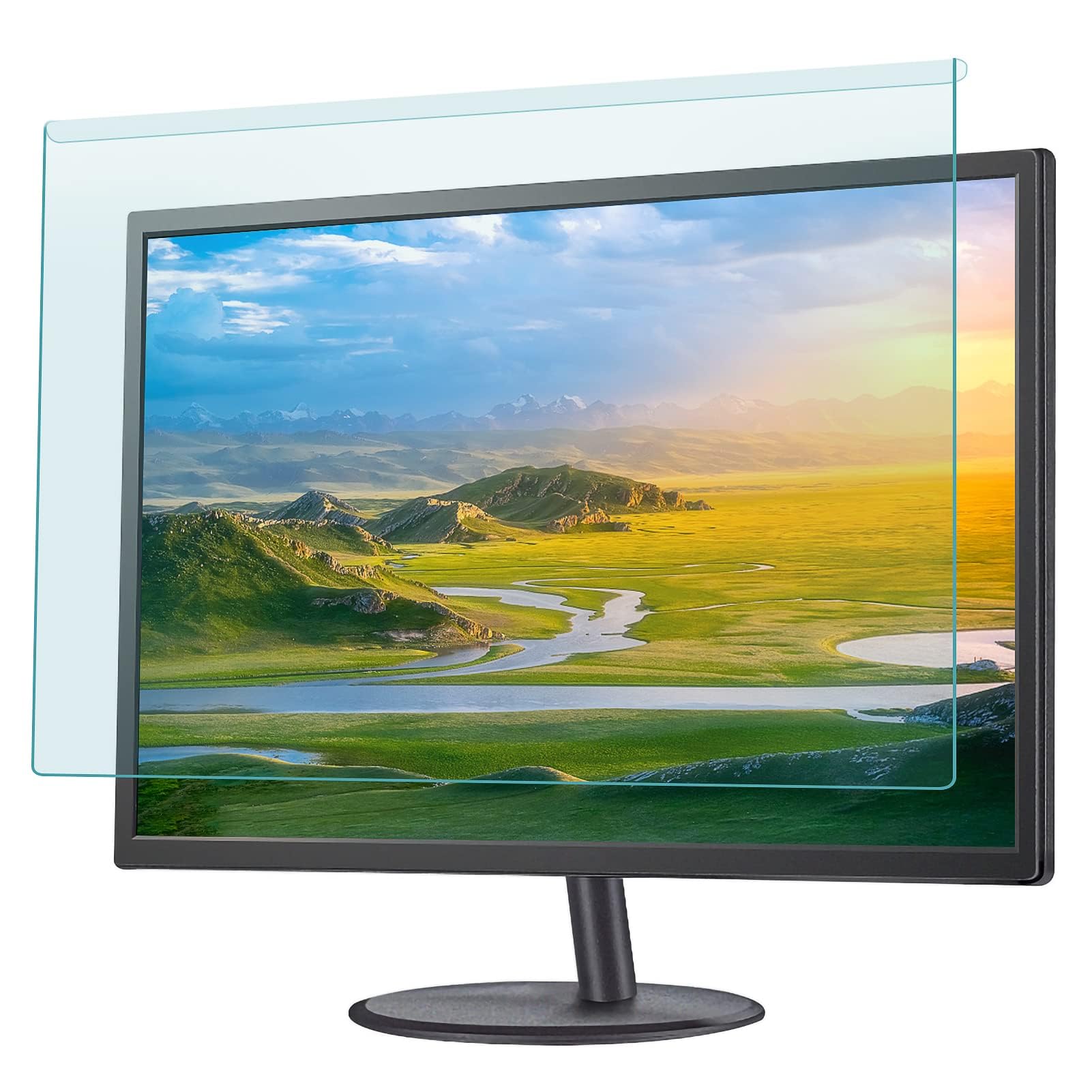 WLWLEO Anti Blue Light Computer Screen Protector, 22-27 Inch Monitors Hanging Removable Acrylic Protector Panel,Blocking Blue Light Eye Protection Filter, Free Installation,27 Inch