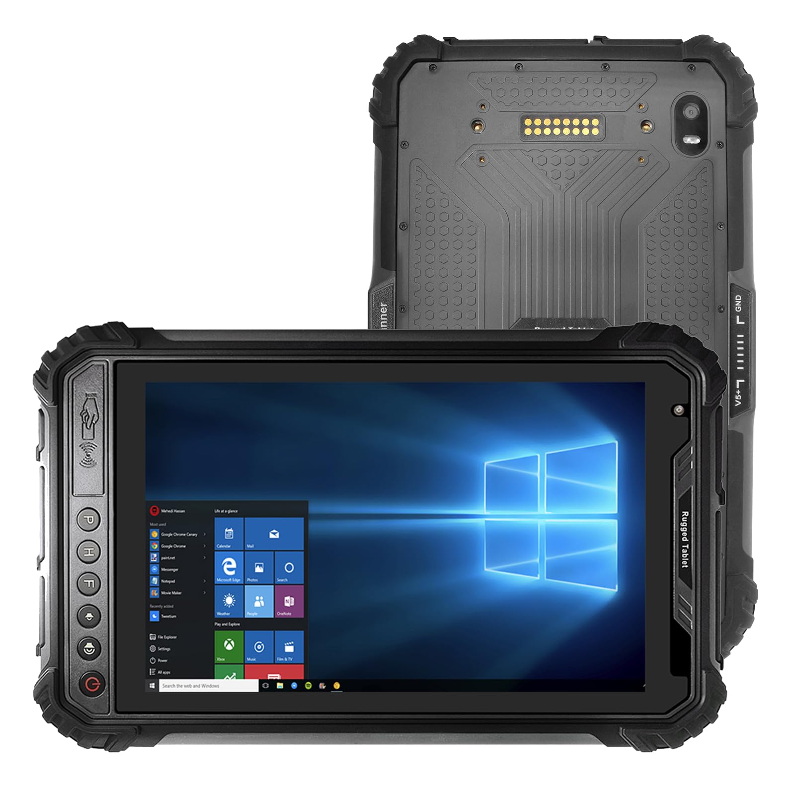 ST9-W Tablette robuste avec lecteur de codes-barres 2D, tablette industrielle Windows 10 de 8", Intel Z8350, 4 Go + 64 Go, étanchéité IP65, 7800 mAh, 4G LTE/BT 4.2/GPS/NFC (avec version 2D)