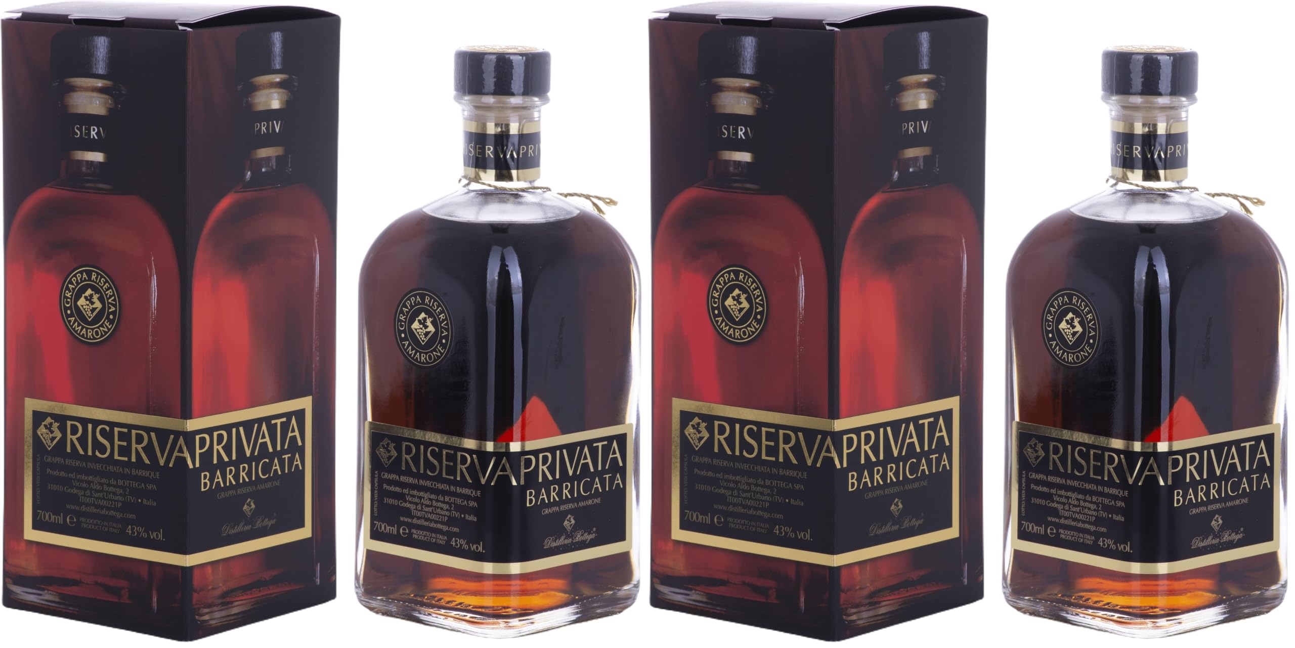 Bottega Grappa Riserva Privata Barricata 43% Vol. 0,7l in Geschenkbox (Packung mit 2)