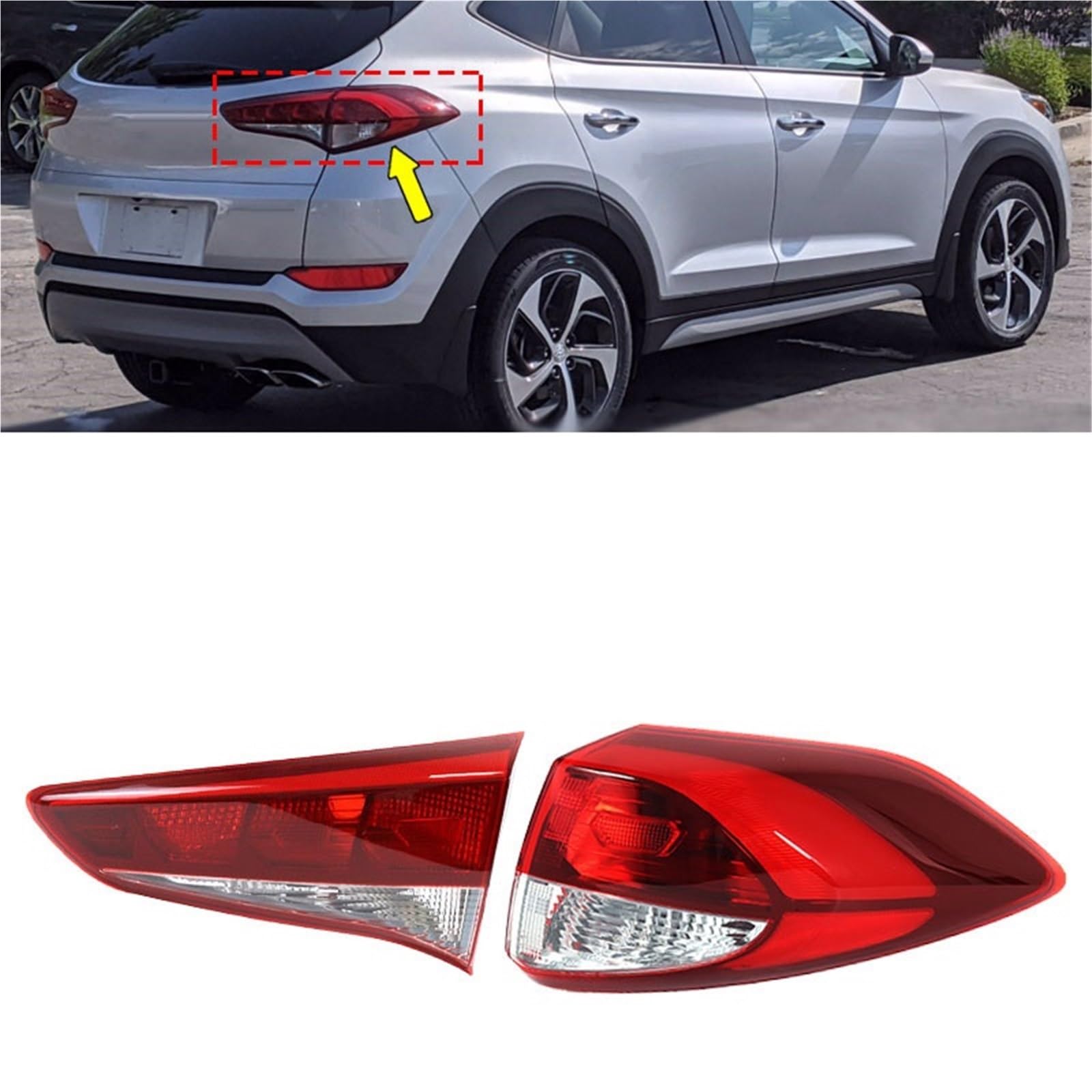 Lampa tylna zespolona Do Hyundai Tucson 2015-2018 Auto Tylne Światło Kierunkowskaz Obudowa Tylnego Światła Osłona Lampy Bez Żarówki(Outside Right)